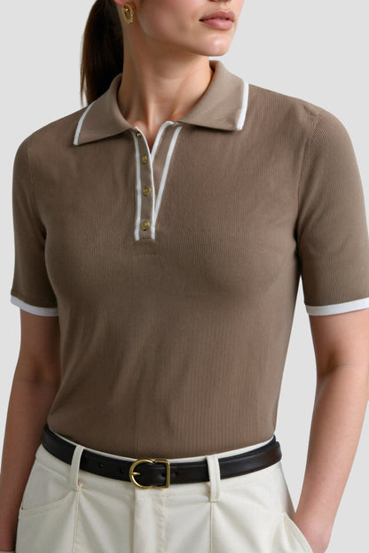 NOBA Contrast Elegant Trim Button Up Polo