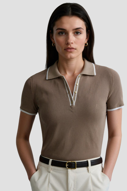 NOBA Contrast Elegant Trim Button Up Polo